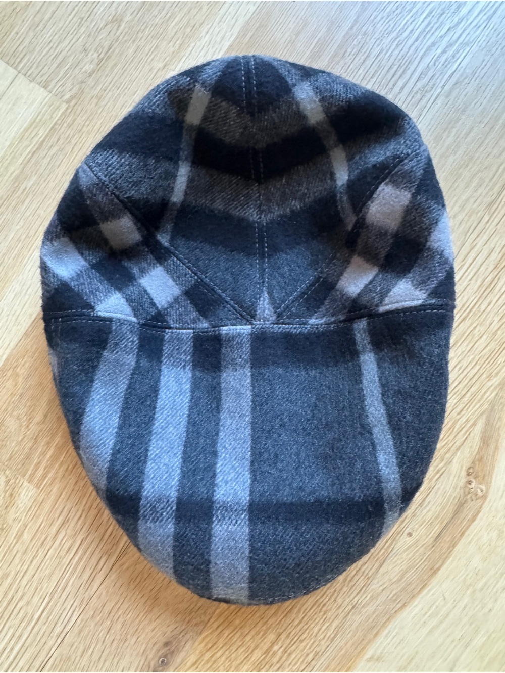 BURBERRY Nova Check Plaid Wool Flat Cap Newsboy Cabbie Hat Large
